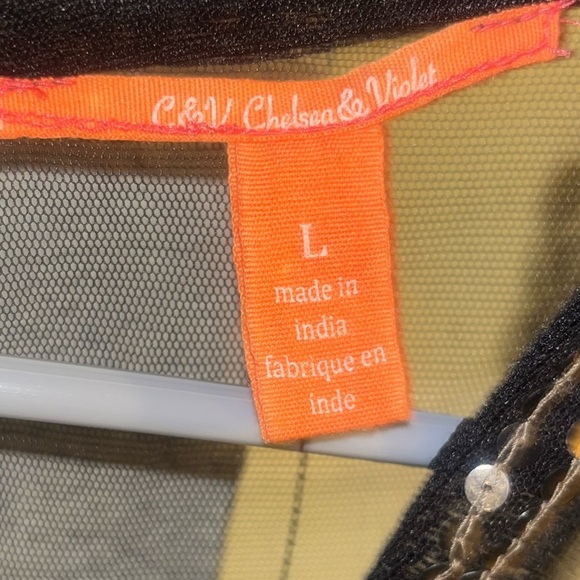 NWT!! C&V Chelsea & Violet Top Black Sheer Gold Sequin Sleeveless Blouse - Picture 8 of 10